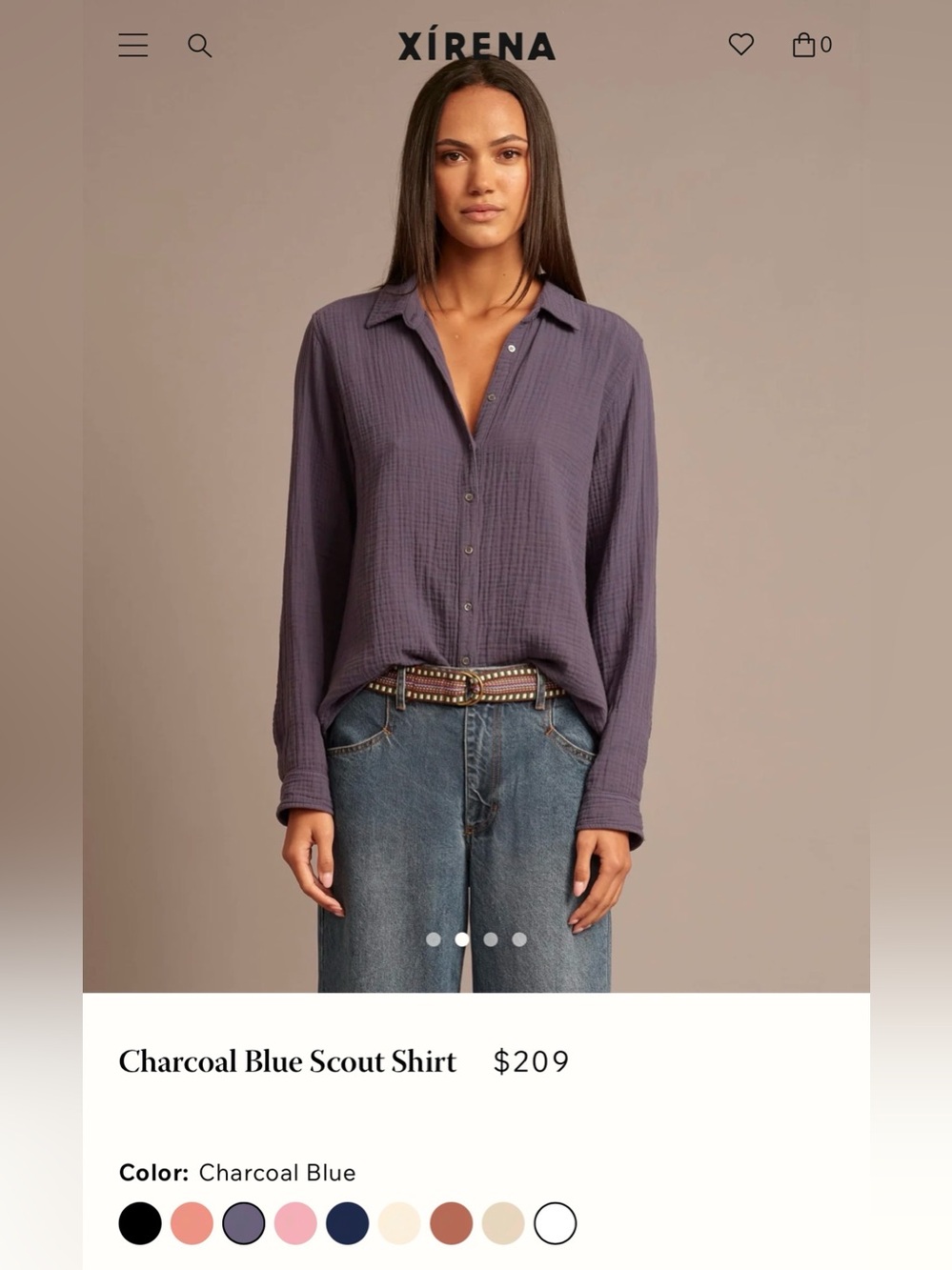 Xirena Scout Shirt-size large-charcoal blue
